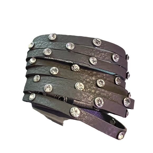 Gray Leather Wrap Bracelet - Picture 1 of 7